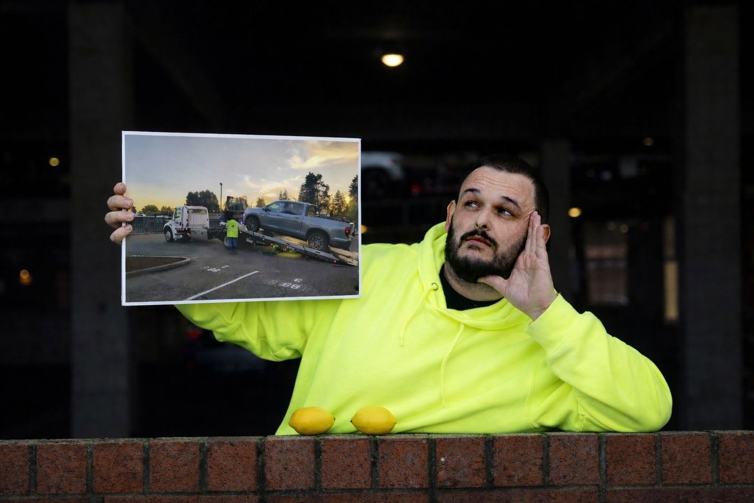 Legally Lime Founder displaying towing evidence