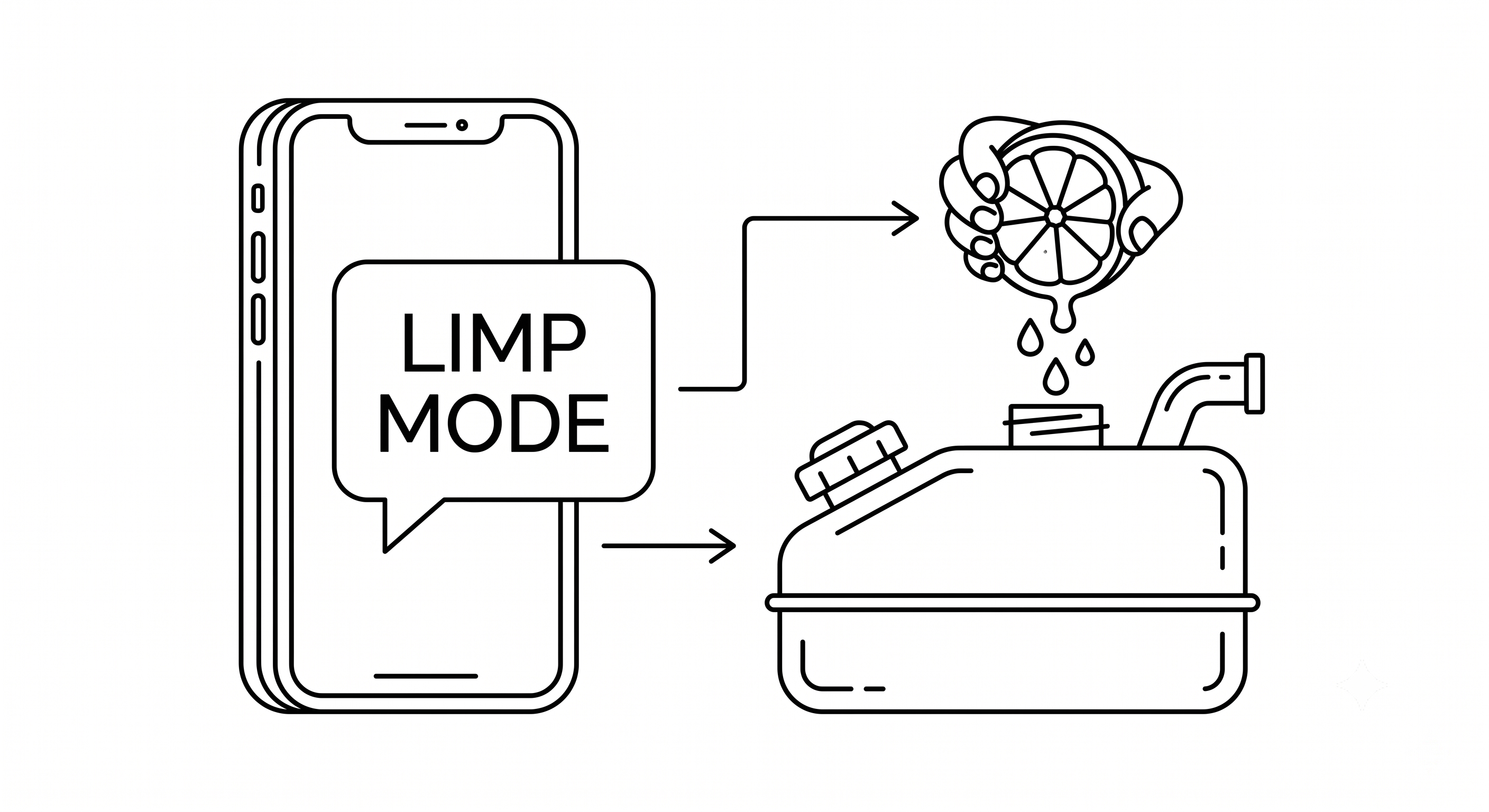Smartphone Chat Graphic illustrating Limp Mode