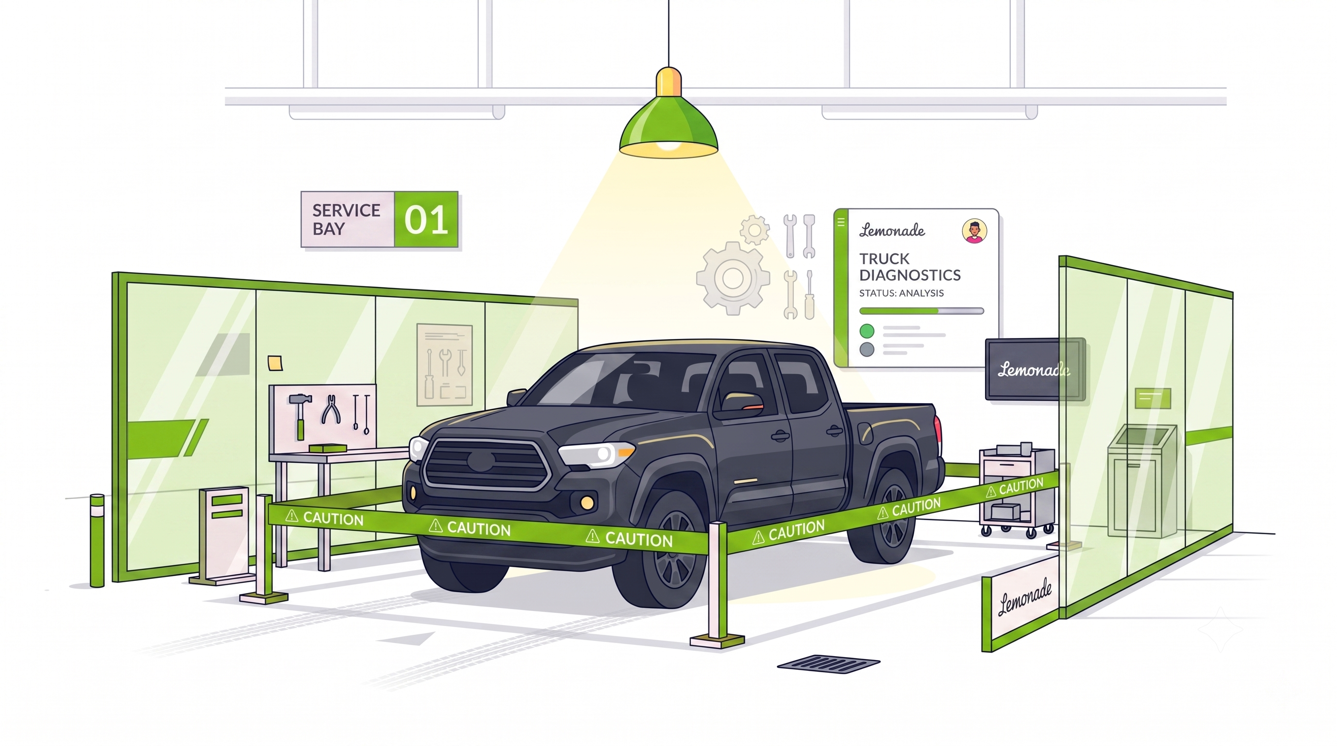 Sonic Gray truck sitting indefinitely in service bay holding lot